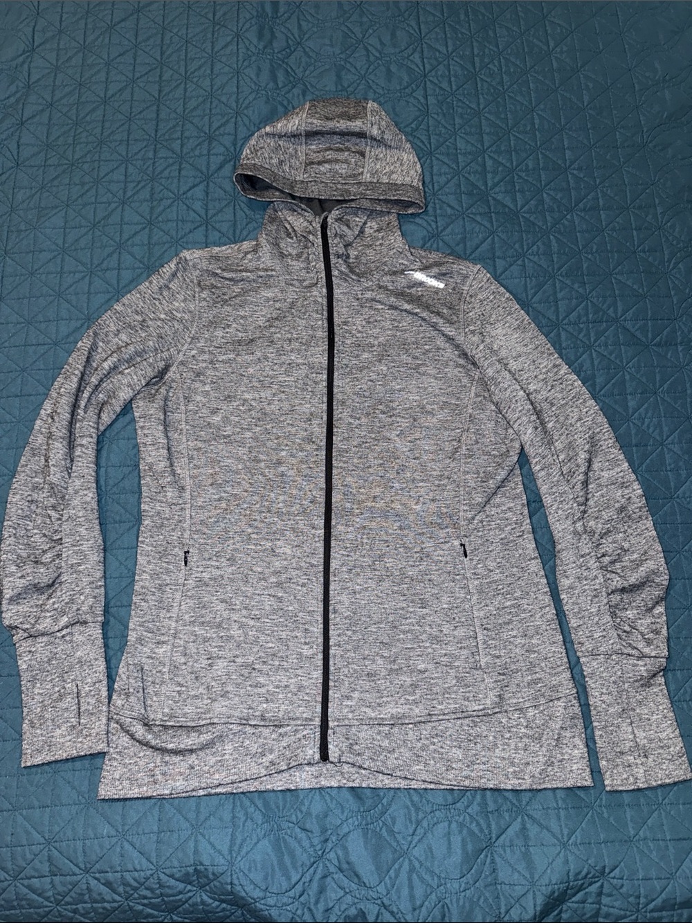 Brooks Heather Gray Full-Zip Running Hoodie